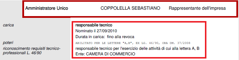 Requisiti tecnico-professionali di Coppolella Sebastiano – Lettera B